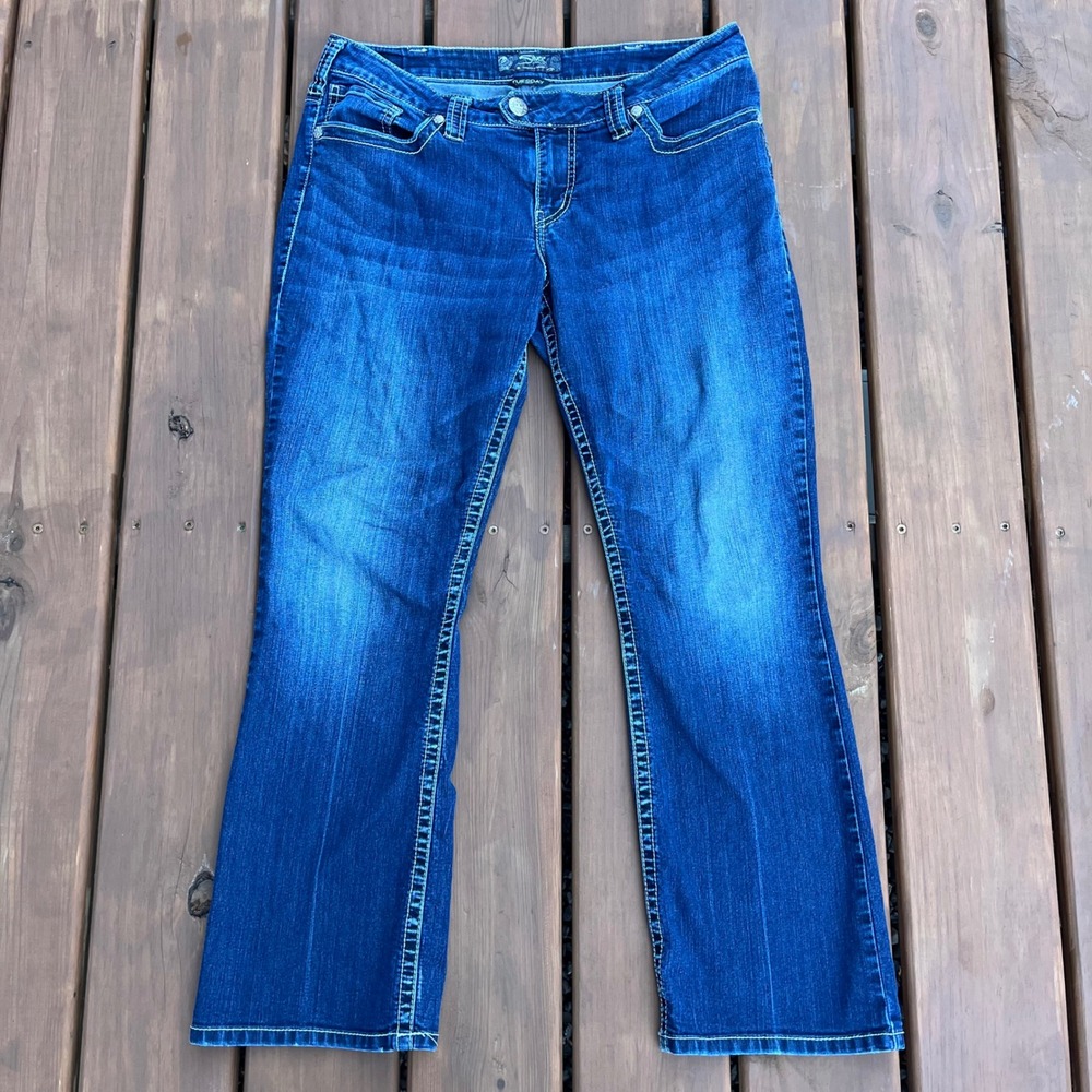 Silver Jeans Y2K Tuesday Boot Cut Low Rise Dark Wash Contrast Stretch 16 x 31